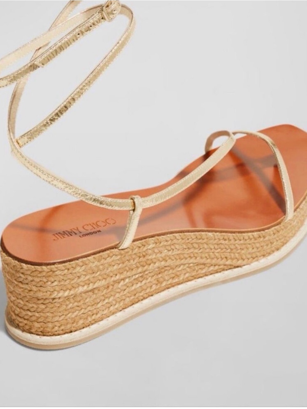 Jimmy Choo Metallic Gold Espadrille Wedge Sandals - Picture 5 of 6